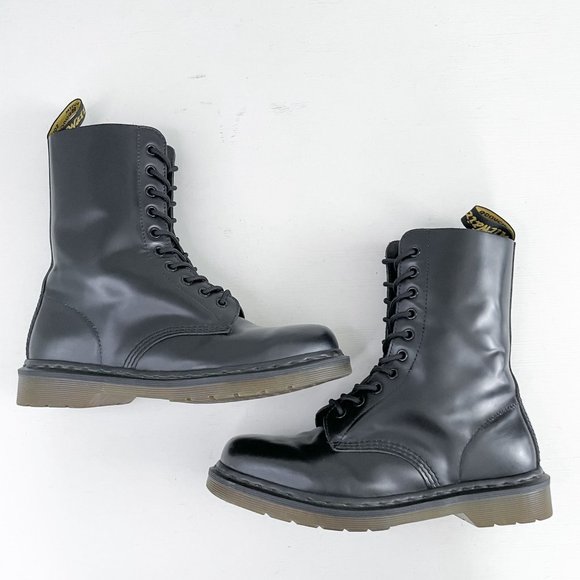 Dr. Martens Black 1490 Smooth Leather Mid-Calf Lace Up Combat Boot Womens Size 9 - Picture 7 of 12